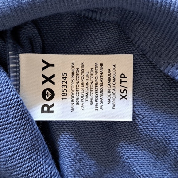 ❤️Roxy French Terry Blue Sweatshirt Women's XS Crewneck Pull Over Casual Top - Picture 12 of 13